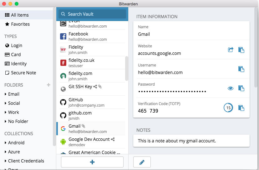 Bitwarden interfaz macOS